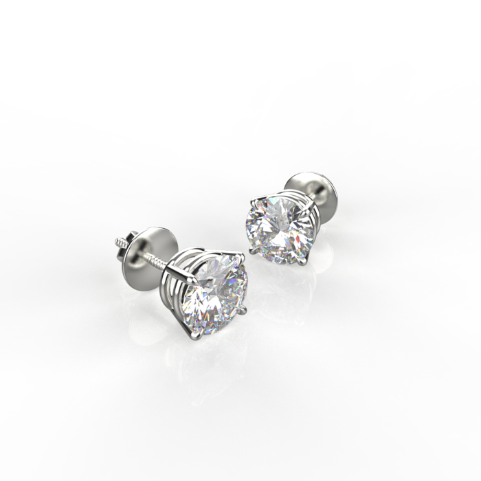 Avarta Sterling Silver 1 Carat Each Solitaire Stud Earrings With White Gold Polish - Image 2